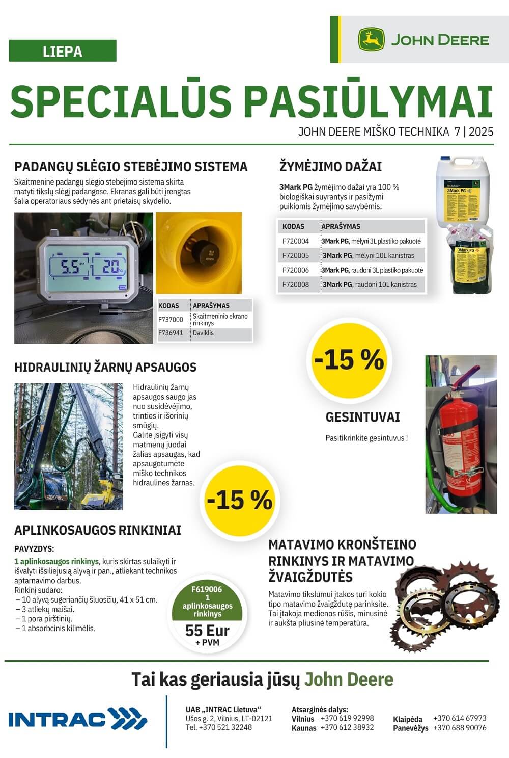 2025 m. Liepos mėn. specialūs JOHN DEERE pasiūlymai