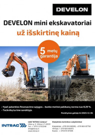 DEVELON mini ekskavatoriai už išskirtinę kainą