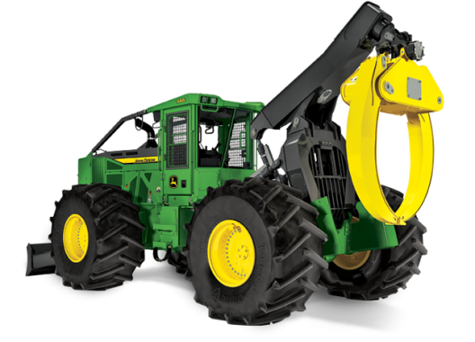 JOHN DEERE miško technika – skideris su griebtuvu.